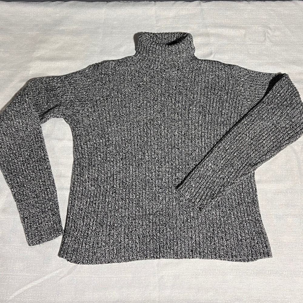 Vintage Precious As Diamonds Grey Ribbed Knit Turtleneck 100% Cotton USA made